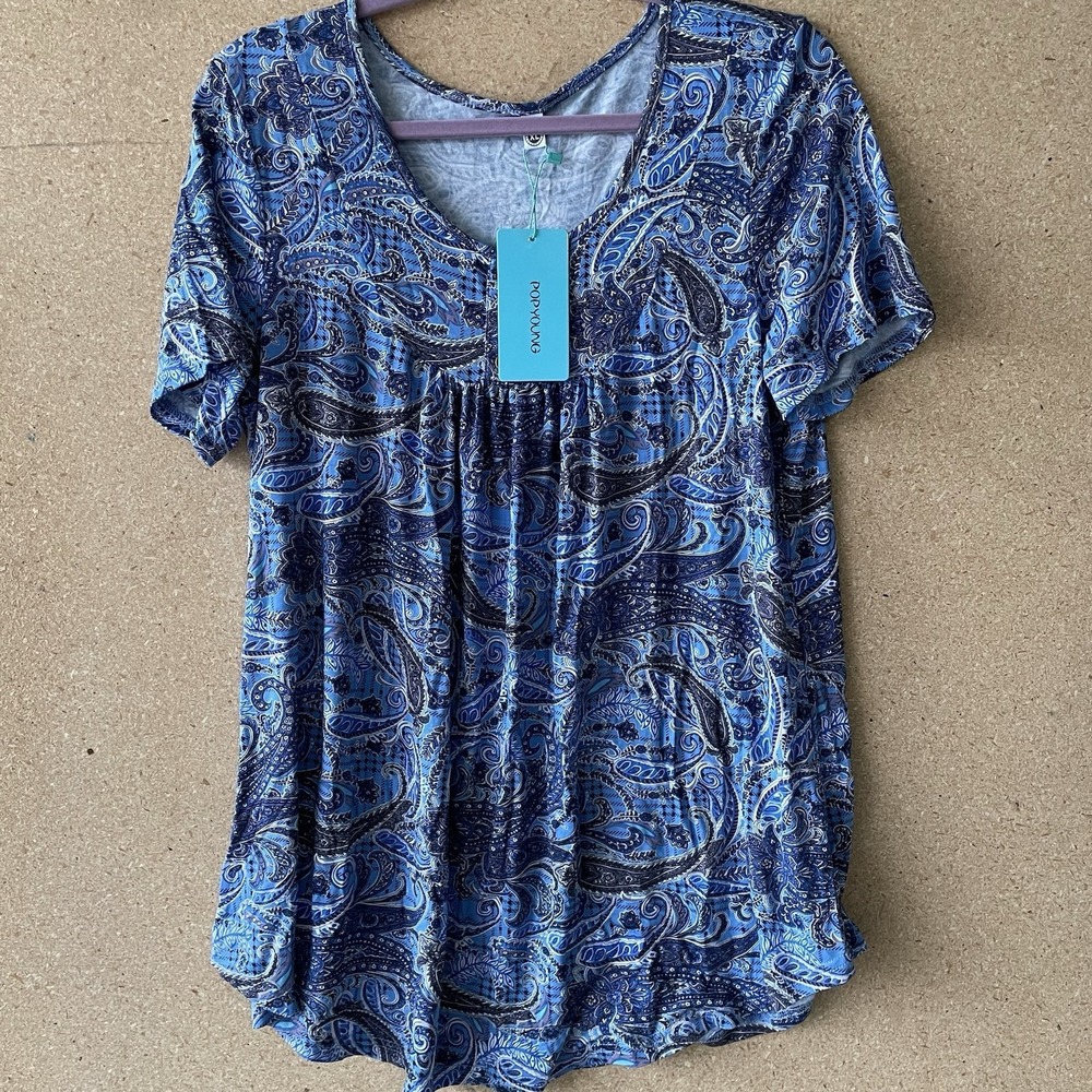 Women's shirt - Paisley Print - Size XL - New Blue Western Y2K